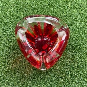 Vintage Norleans Red Art Glass Ashtray